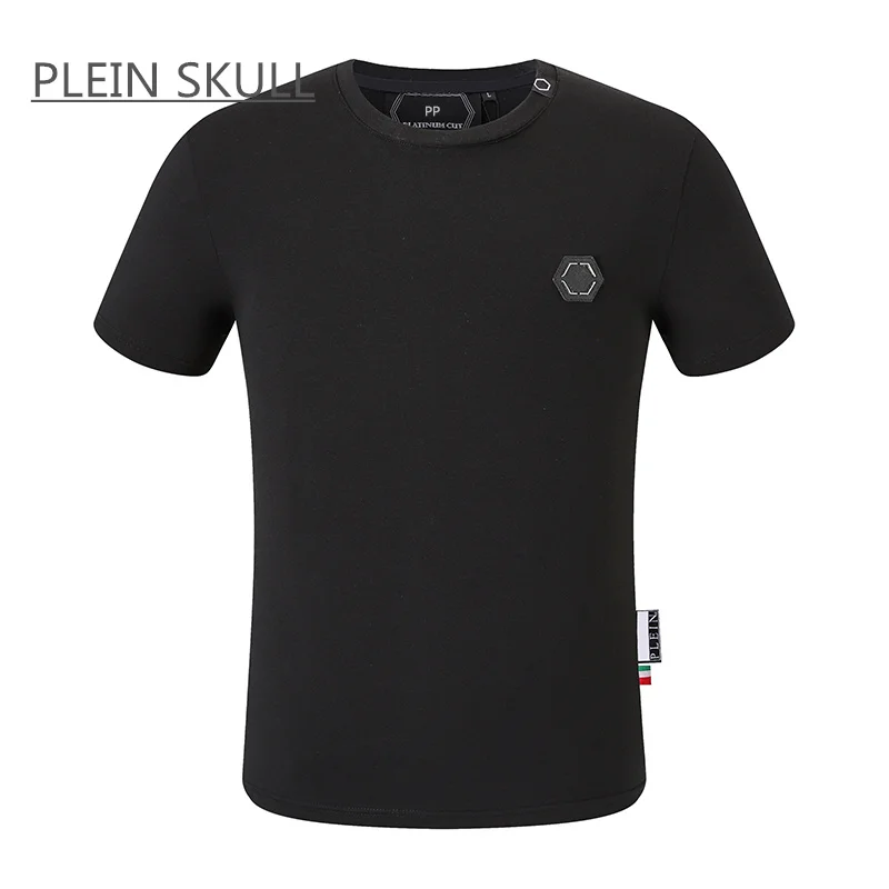 PLEIN SKULL Breathable Men's Fitness T-shirt Cotton Classic Retro Summer Short Sleeve Top Luxury Casual Round Unisex Neck Tee