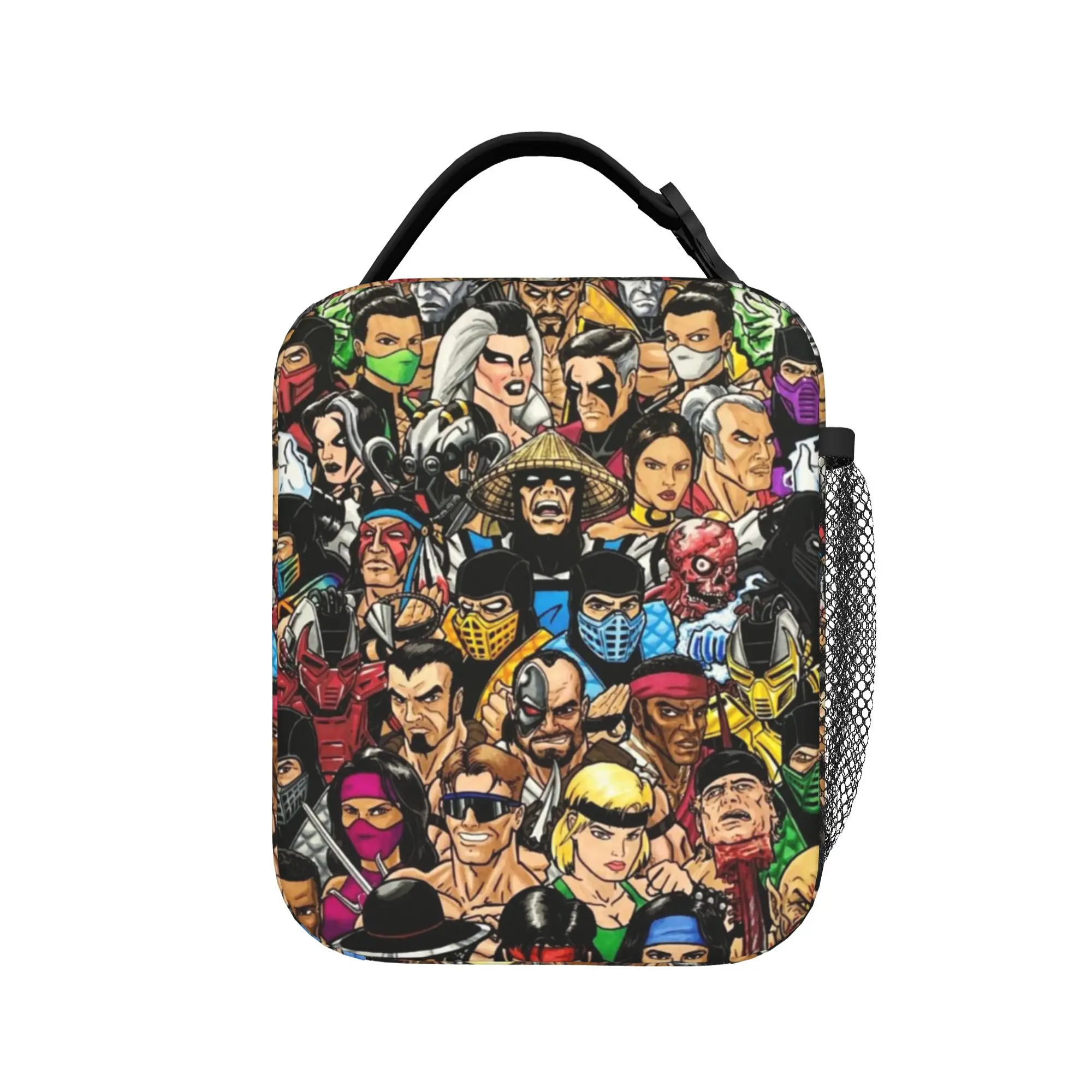 Mortal Kombat Retro Fighting Arcade Game Bolsas de almoço isoladas Bolsa térmica Recipiente para almoço Sub Zero Scorpion Mk11 Lunch Box Tote