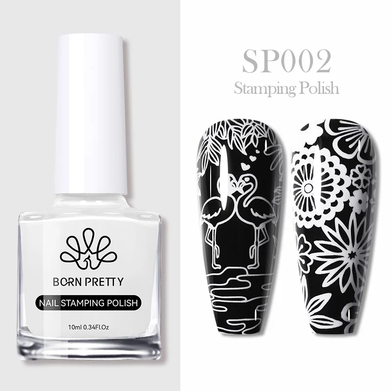BORN PRETTY 10 ml 25 Farben Nagellack Nail Art Lack mit abziehbarem Nagellatex Schwarz Weiß Bunter Stempellack