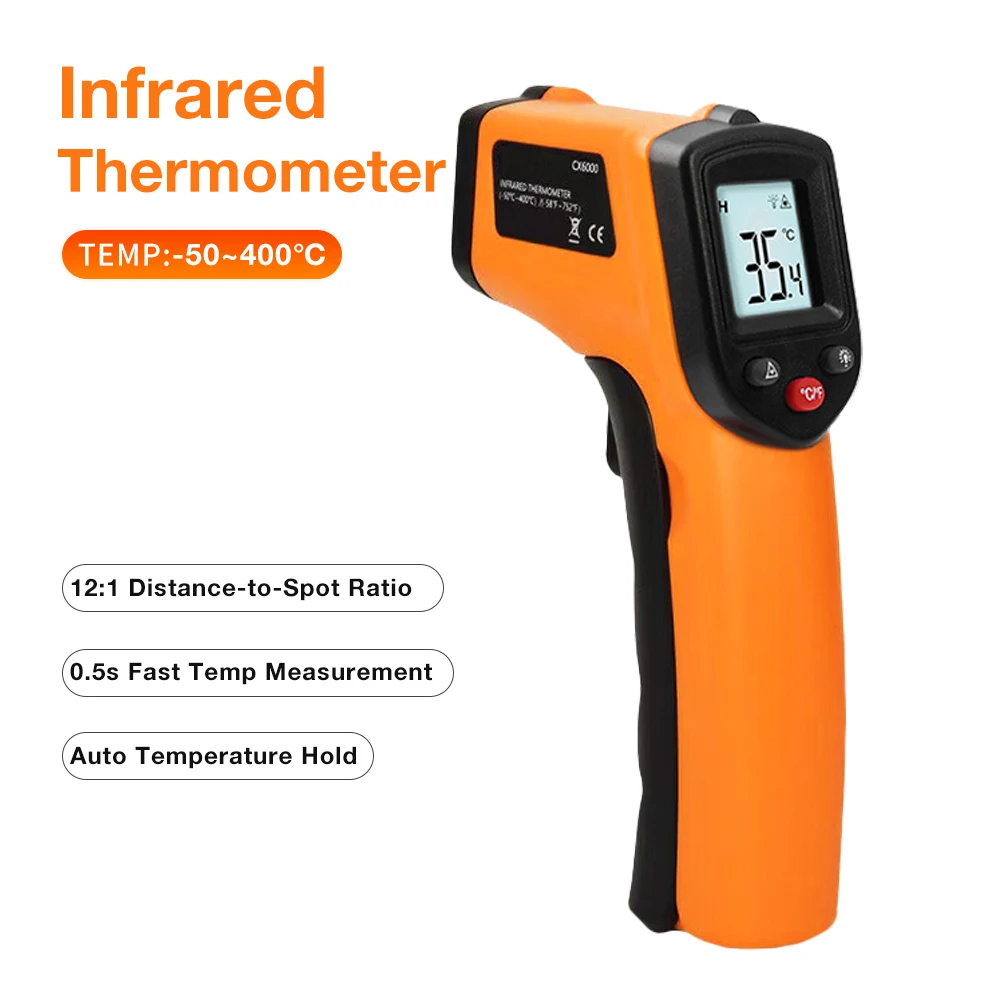 Termômetro Digital Infravermelho Sem Contato, Termômetro a Laser de Alta Precisão para Uso Industrial e Doméstico -50~400 ℃