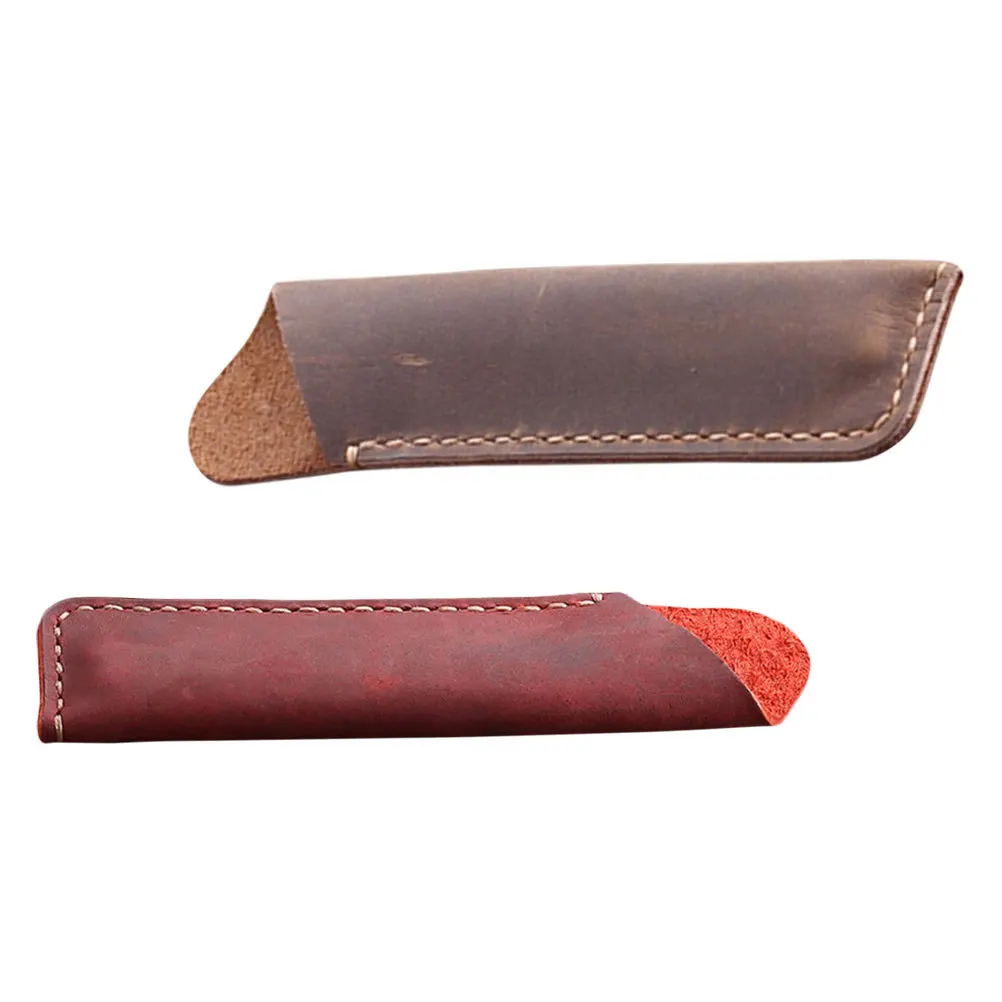 

2Pcs Cowhide Pen Cases Vintage Handmade Ballpoint Pencil Holders Office Students Stationery Storage Gift Vintage Pen Cases
