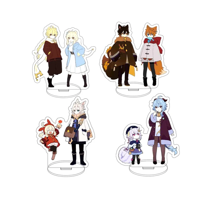 Genshin Impact Pattern Acrylic Stands Eula Diluc Tartaglia Klee Zhongli Hutao Cosplay Figures Model Plate Desk Stand Ornaments