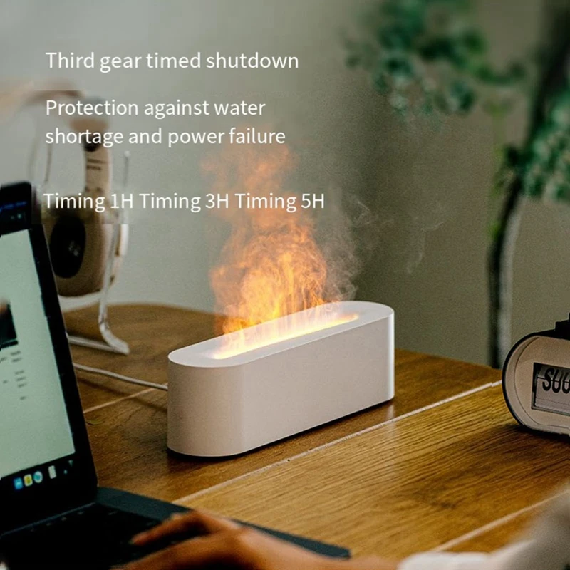 화염 공기 가습기 초음파 쿨 미스트 기계, 분무기 LED 에센셜 오일 디퓨저, 내구성, 사용하기 쉬운 블랙