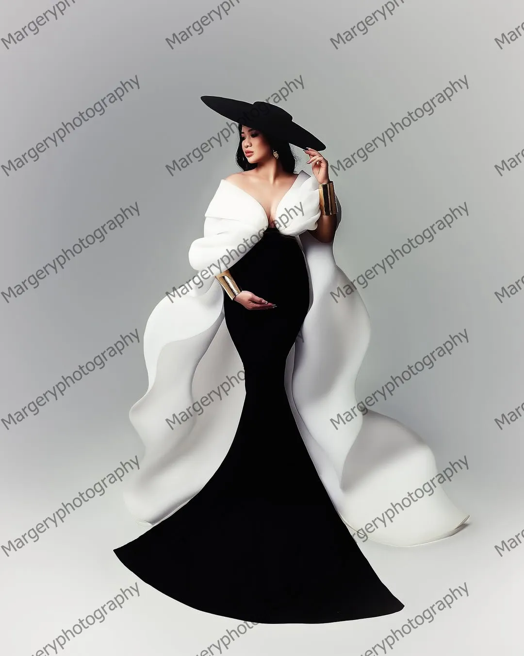 Fora do ombro babados vestido de maternidade moderno em camadas drapeado longo eventos formais vestido para fotografia bonito sereia vestidos de gravidez