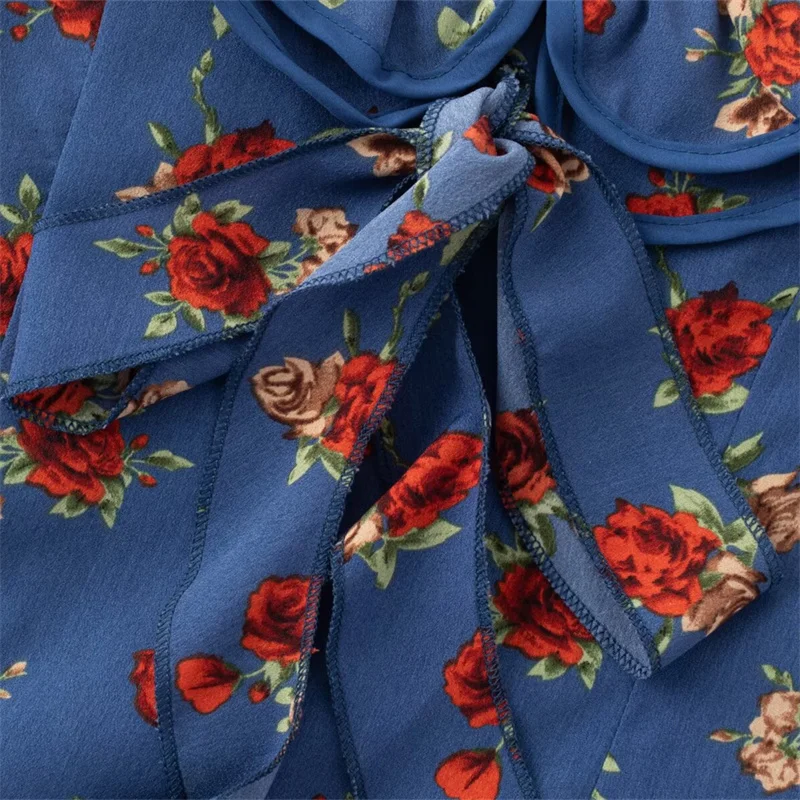 KEYANKETIAN Estate delle nuove donne stampa floreale senza maniche abiti MIDI vacanza vento sottile fiocco con scollo a V agarico patchwork abito a coda di pesce