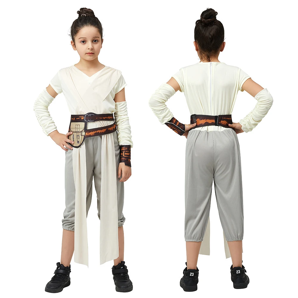 

Movie Rey Cosplay Costume Knight Star Disguise Full Set for Kids Outfit Halloween Carnival Party Performance Clothes Role Play