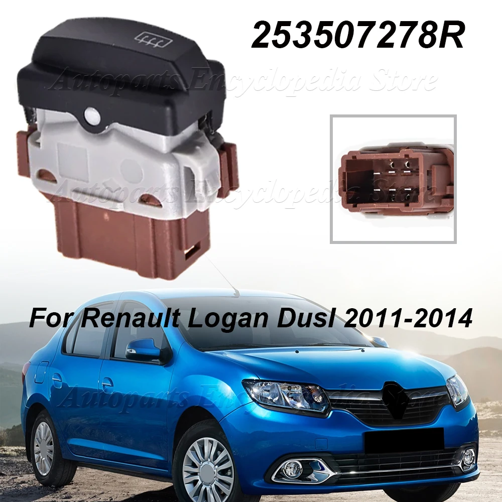 For Renault Logan DusI 2011-2014 253507278R Car Accessories Red Light New Heat Button Switch Control 6 Pin