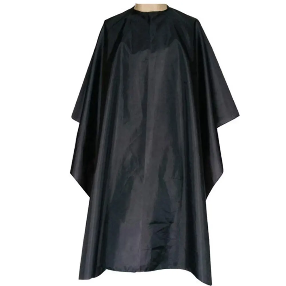 Tablier de coiffure noir imperméable pour coupe de cheveux et barbe, cape de protection pour salon, idéal pour la coloration et la coupe avec tondeuse