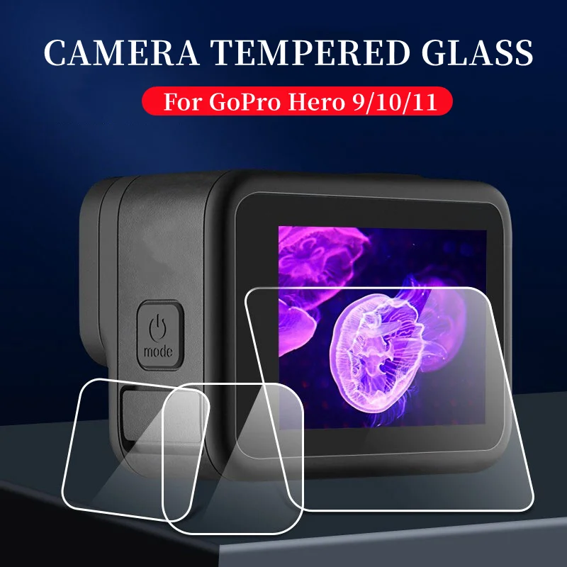 Protector de pantalla de vidrio templado para GoPro Hero 11 10 9, película protectora de lente, accesorios para Hero 11 10 9