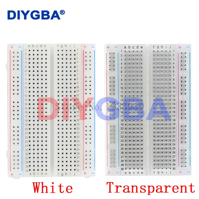 10pcs Mini bread board/breadboard 8.5cm x 5.5cm 400 holes Transparent/White DIY Electronic experimental Universal PCB