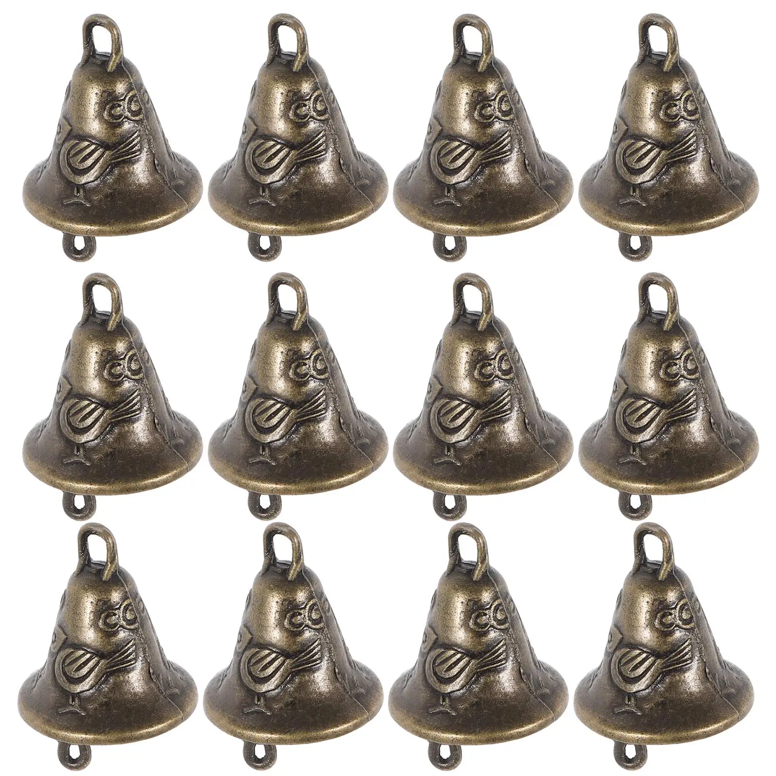 20 Pcs Vintage Zinc Alloy Feng Shui Bells Wind Chimes Accessories Small Jingle Pendant Supplies Home Decor Metal Bell