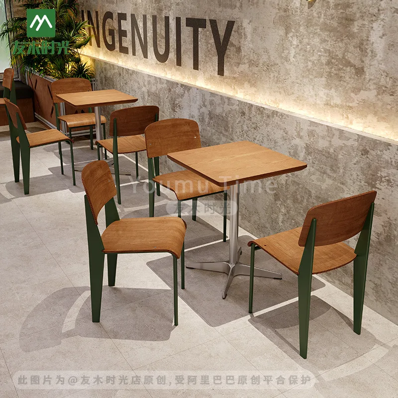 

Магазин чая с молоком в индустриальном стиле, стол и стул для выпечки, стул с кованой спинкой, тематический ресторан *********, стол и стул