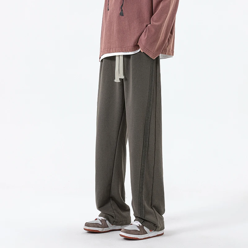 

Мужские повседневные спортивные брюки прямого кроя, свободные, в американском ретро-стиле, весна-осень, большие размеры, широкие штанины, спортивные штаны