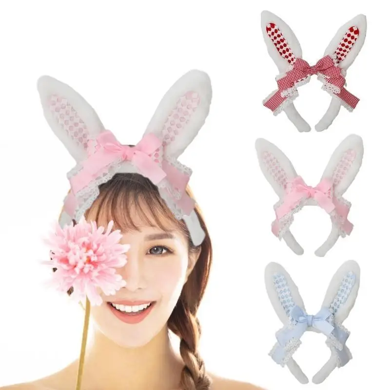 39BD Adorkable Ribbon Furry Hairband Headbands Sweet Costume Lace Headpiece