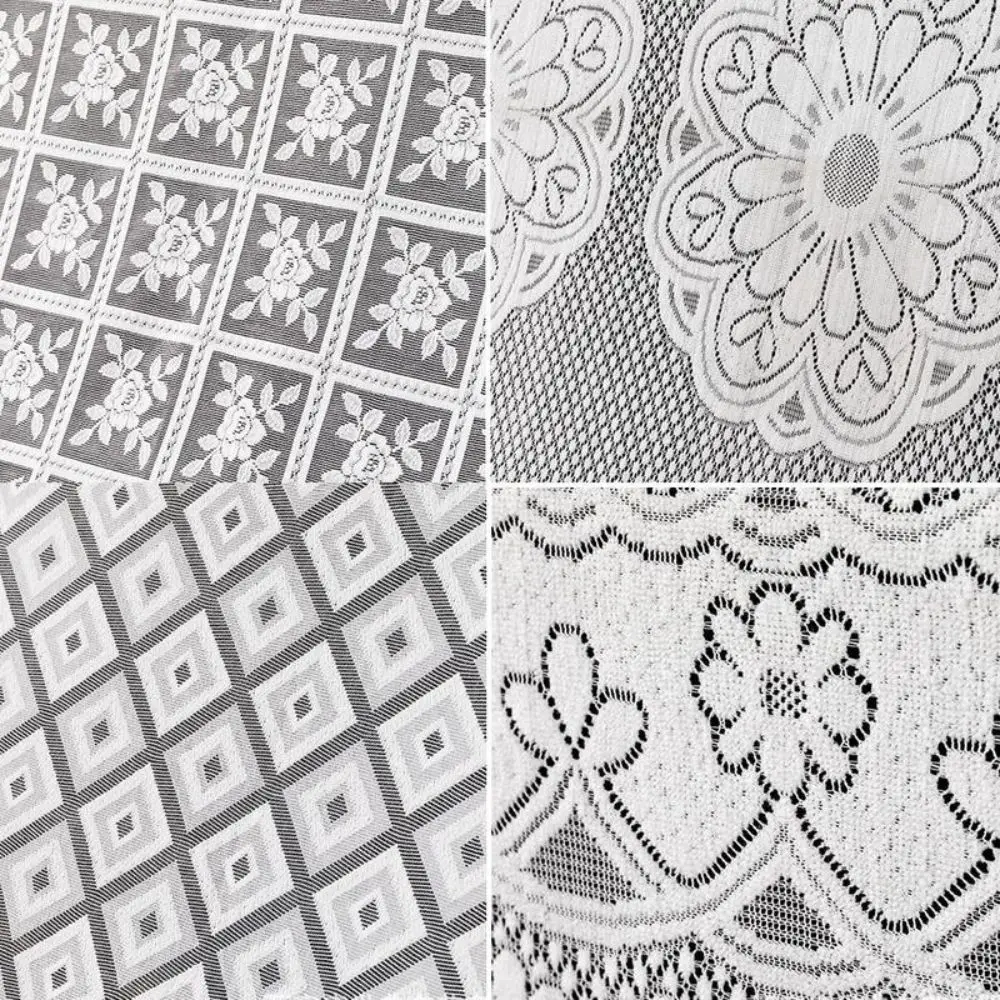 New White Lace Tablecloth Sheer Flower Embroidered Coffee Table Cover Nordic Style Non-slip Table Mat Photography Backdrop Decor