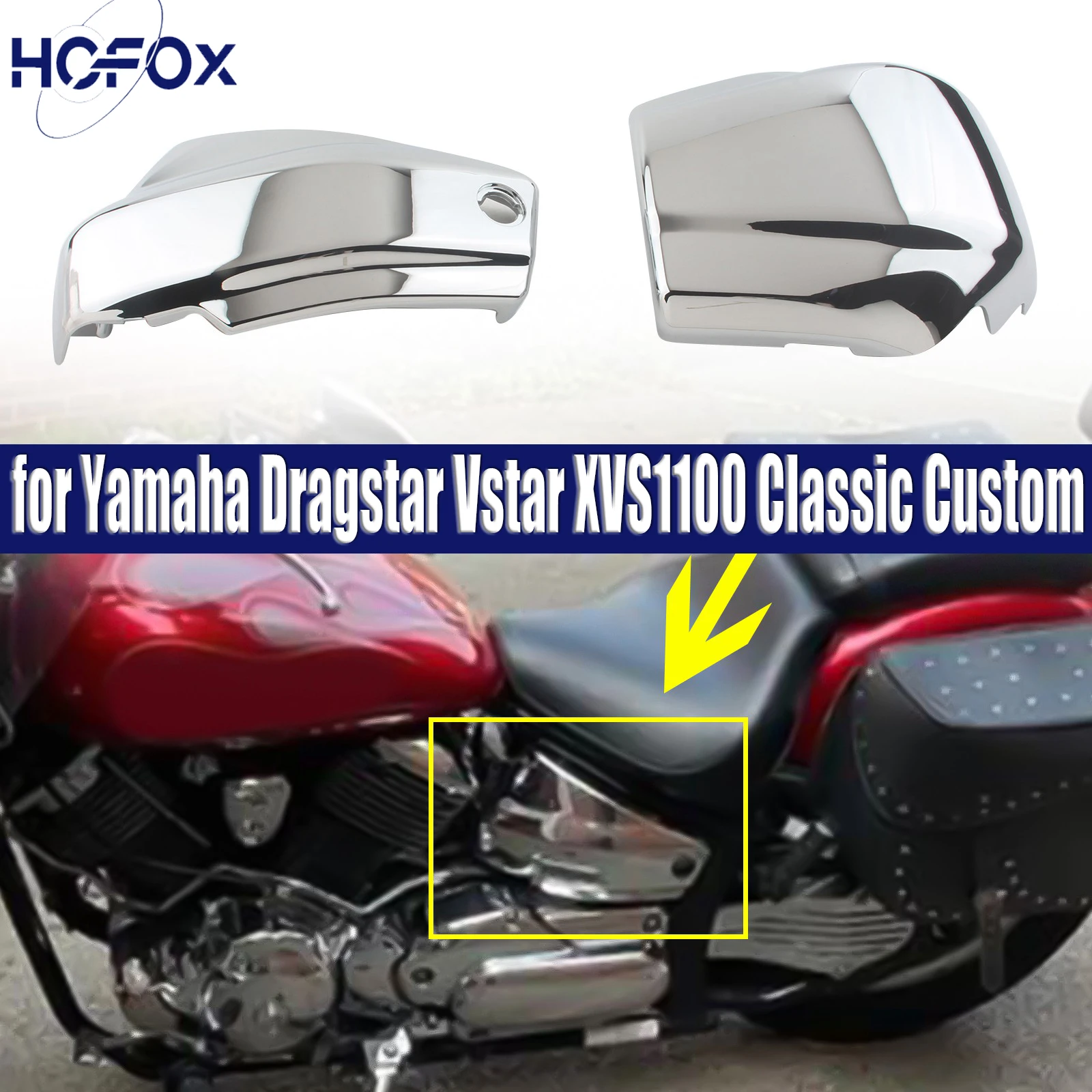

for Yamaha Dragstar Vstar XVS1100 Classic Custom 1999-2011 Motorcycle Chrome Battery Sdie Covers Left Right Fairing Guard Prote