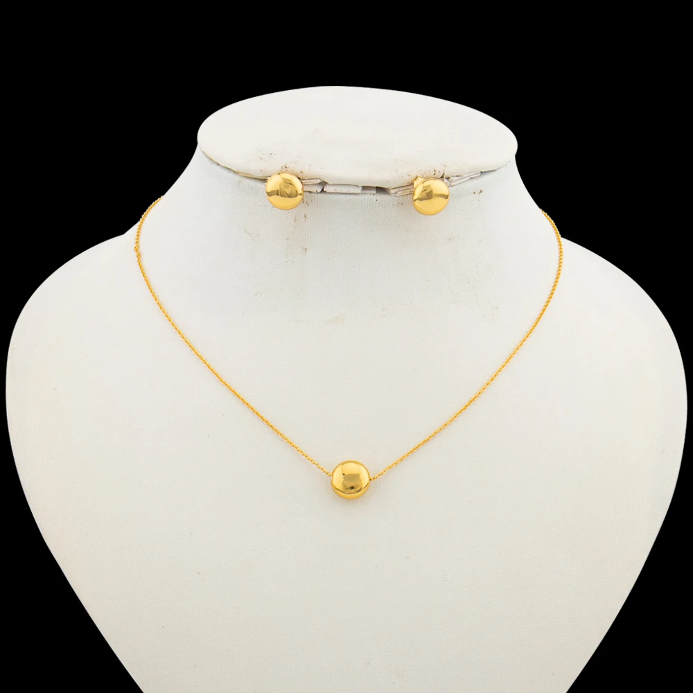 Women's Italian Gold Color Necklace & Earrings Set
