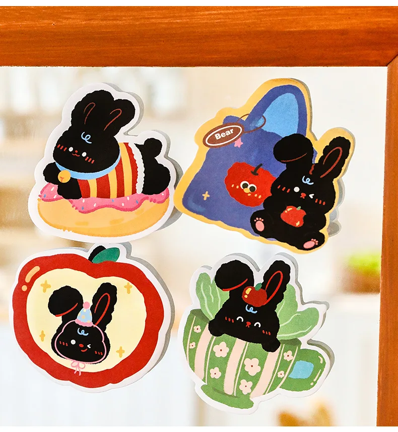 لوحة مذكرة على شكل أرنب كرتوني، وسادات كتابة ملاحظات لاصقة للأطفال، طلاب المكاتب المدرسية، ورق رسائل المفكرة #4