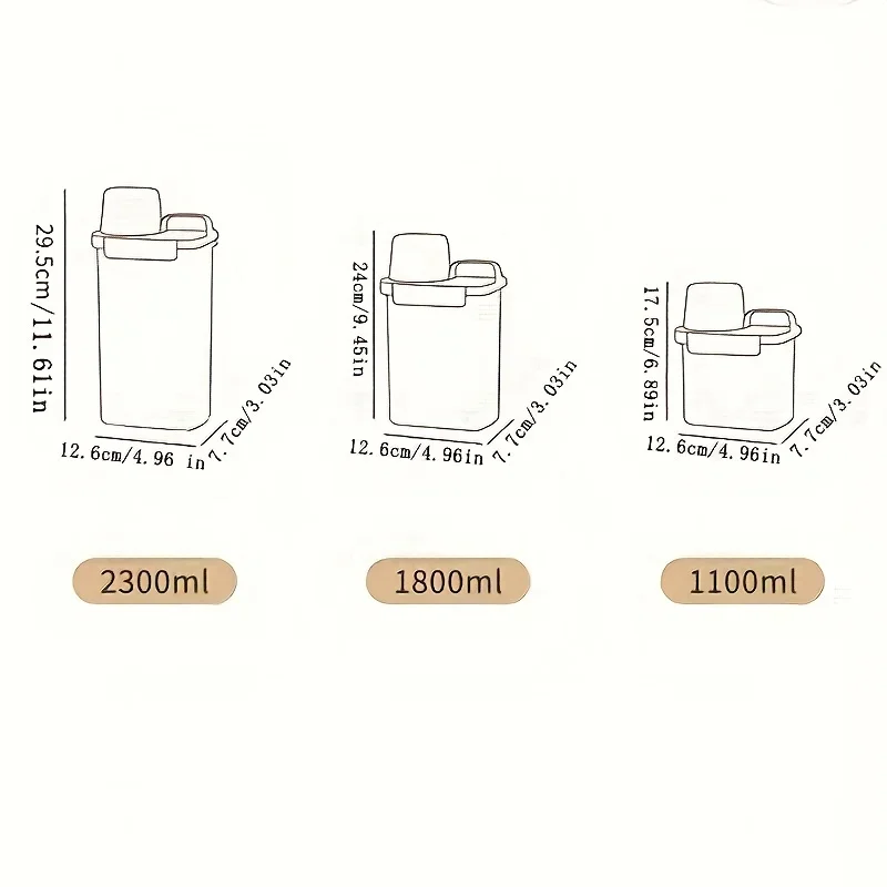 1100ML/1800ML/2300Ml Airtight Laundry Detergent Powder Storage Box Jar Bleach Storage Container Large Capacity Measuring Cup