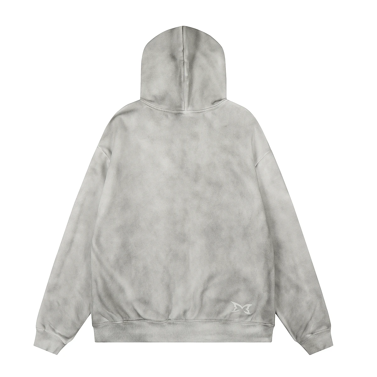 High Street Washed Gray Vintage Butterfly Zipper Hooded Hoodies for Men and Women Cardigan Loose Cotton Fleece Sweatshirts Coat