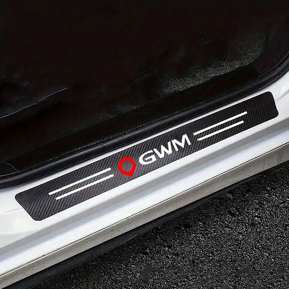 For GWM Great Wall POER M4 Steed H5 Jims Tang 300 Range 4pcs Car Door Threshold Scuff Plate Carbon Fiber Decals Stickers