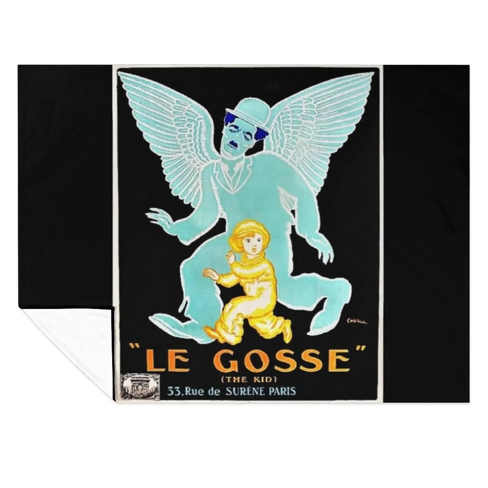 

Vintage 1921 Charlie Chaplin Movie Poster Le Gosse (The Kid) by Jean Carlu Throw Blanket Flannel Luxury Designer Blankets