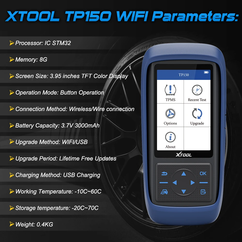 XTOOL 타이어 압력 모니터 TPMS 진단 프로그래밍, 2-in-1 무선 센서 활성화 프로그래밍, 학습 독서 TPMS, TP150