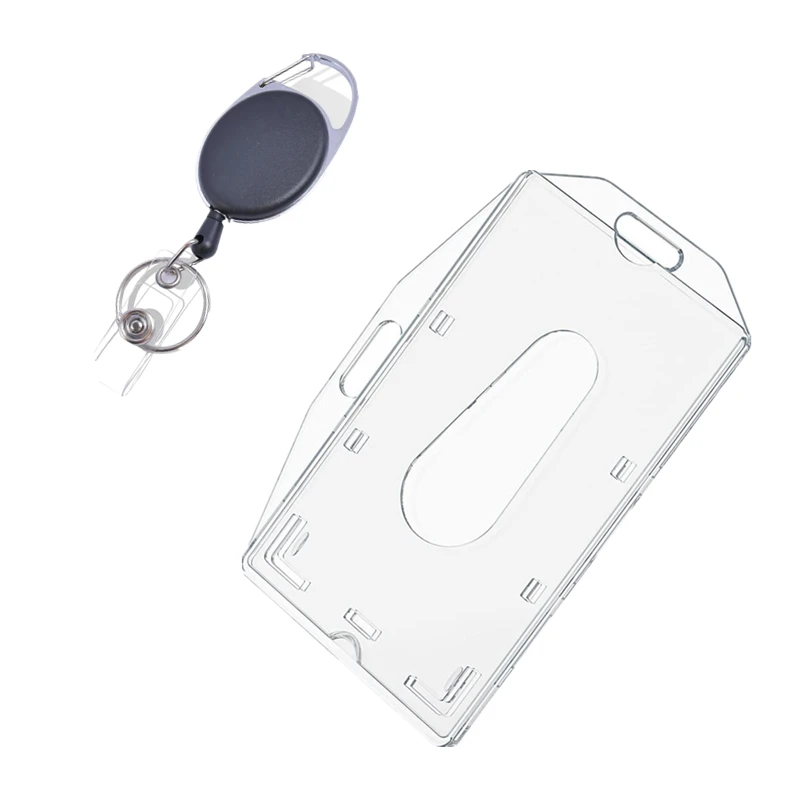 Retractable Keychain Easy Pull Badge Reel ID Name Tag Card Holder with Ckip Working Permit Case Pass Work Card Cover Badge Reels