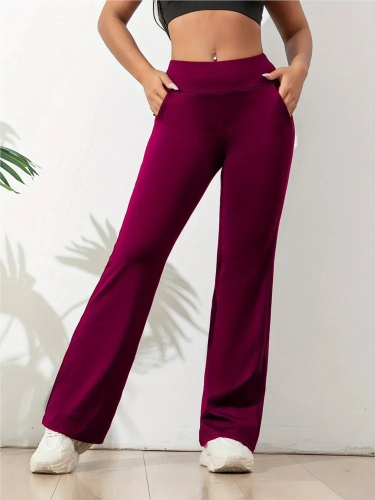 Woman's Leisure Comfort Sports Trousers Spring Autumn Fashion Solid Color High Waist Straight-leg Pants Lady Fitness Yoga Pants