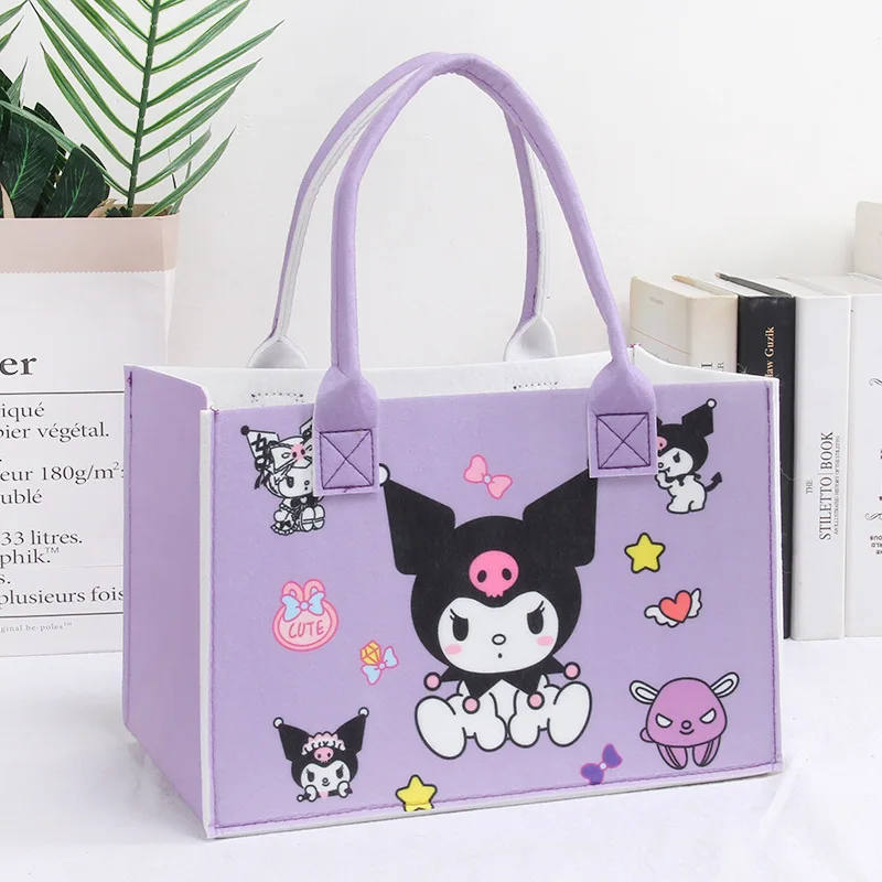 Sanrio Hello Kitty filcowa torebka Cute Cartoon Cinnamoroll Kuromi wypoczynek zakupy o dużej pojemności modna torba do przechowywania kobiet prezenty