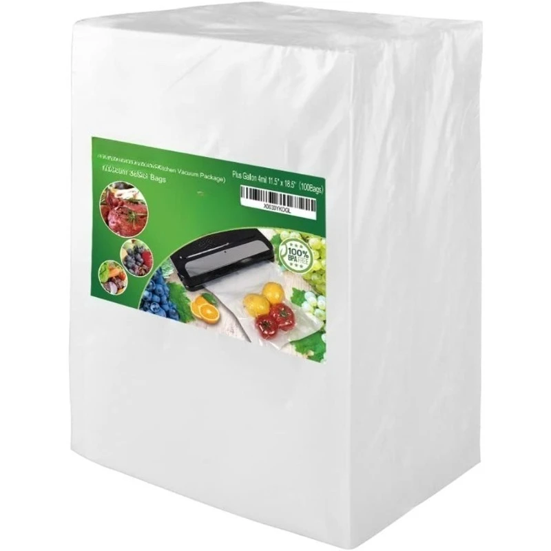 

100 больших пакетов для вакуумного упаковщика толщиной 4 мил 11,5x18,5 дюймов, сверхмощные пакеты для вакуумного упаковщика коммерческого класса без BPA, пакеты для морозильной камеры для