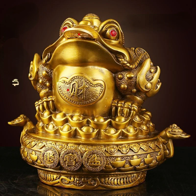 

Zhaocai Wealth Attract Ornaments Home Prosperity Treasure Trove Gold All Copper Golden Toad Ornaments Living Room Decorations