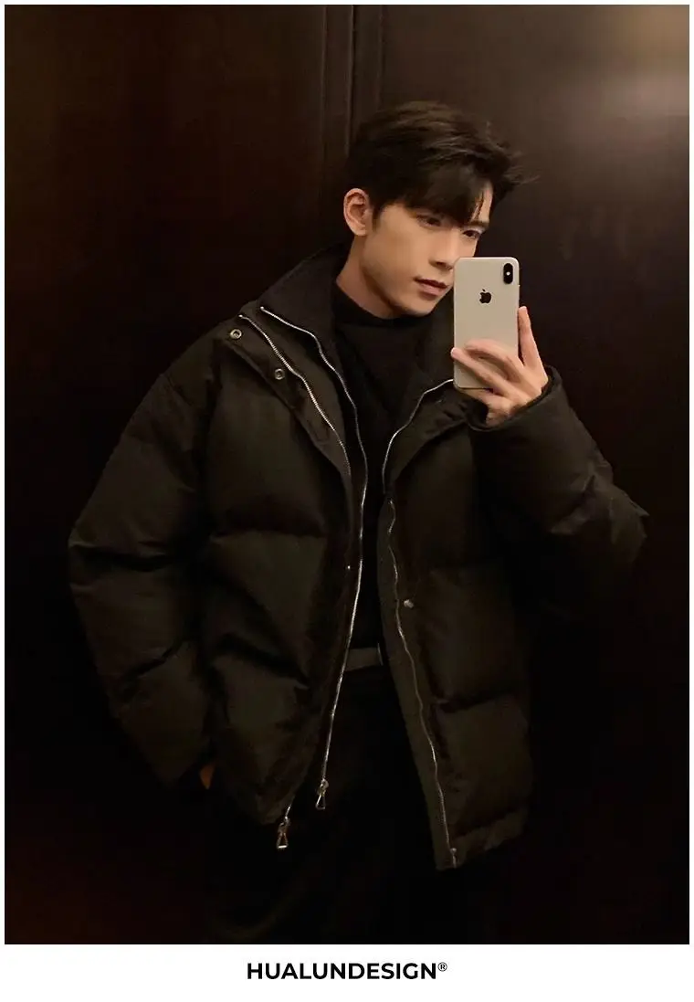 New Fake Two Piece Warm Coats Men Winter Loose Cotton-padded Jackets Men's 2026 Solid Color Pockets Overcoats C919