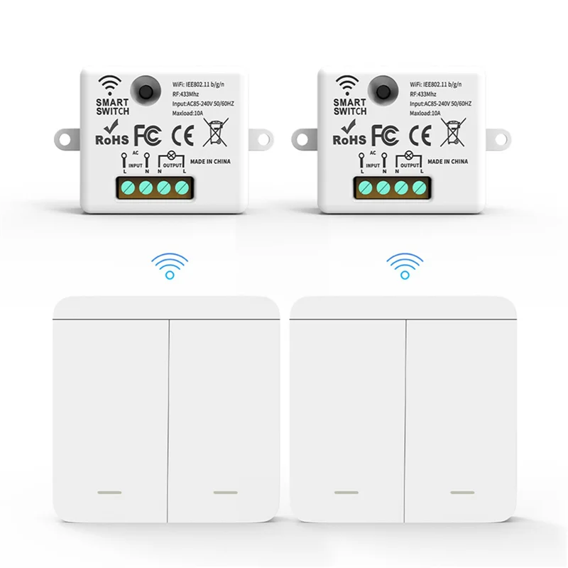 

JABS-4PCS Беспроводной настенный выключатель света RF 433 МГц релейный приемник с 2X 2Gang панельным переключателем светодиодный пульт дистанционного управления для светодиодной лампы