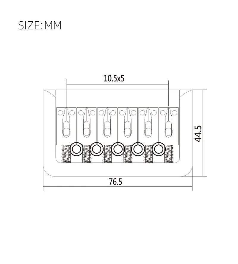 Electric Guitar String Through Body Bridge 6 String Fixed Bridge 76.5x44.5MM Hard Tail Parts Black/Chrome
