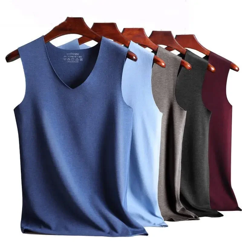 

Mens Underwear 37° Heating Fiber Plus Velvet Seamless Vest Men's Winter Slim Warm Bottoming Shirt Men's Speed Thermal Underwear