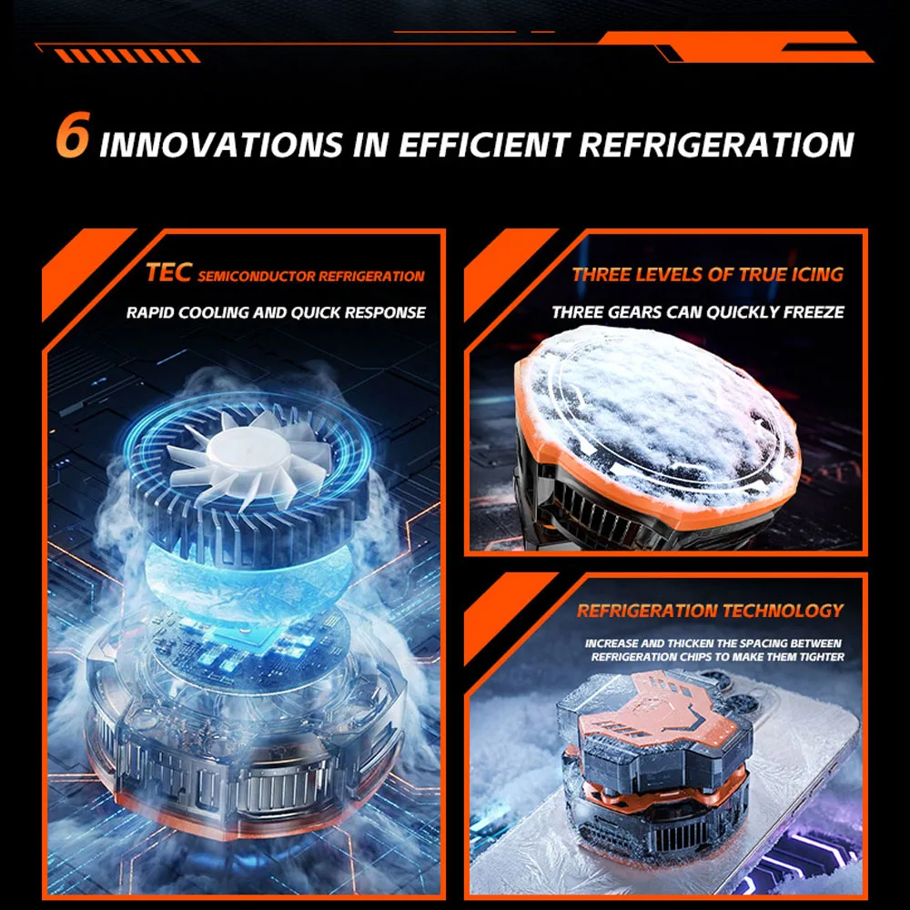 P80 Phone Cooler Semiconductor, AI Smart Temperature Control with Triple Frosting Modes, Fast Cooling for Gaming