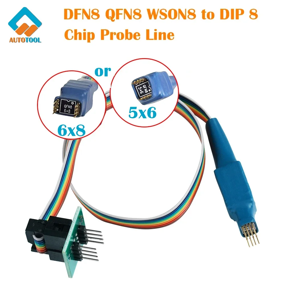 

DFN8 QFN8 WSON8 Dip8 Chip Probe Line Read Write Burning Needle 1.27 6x8 6X5 Programmer Adapter Test Socket for RT809H/F CH341A