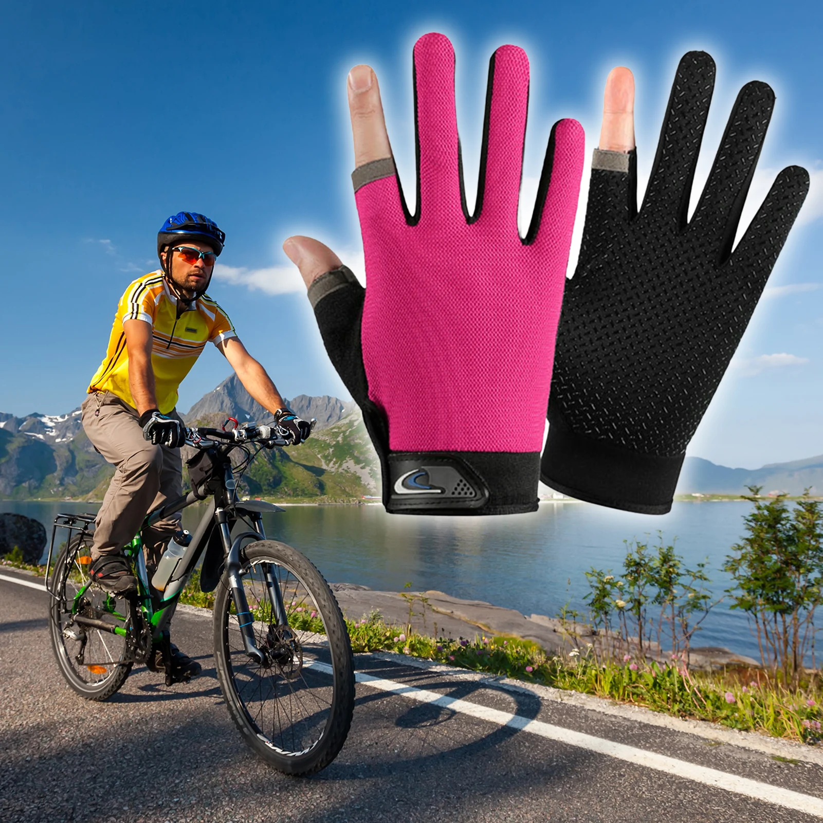 1 Paar fingerlose Unisex-Angelhandschuhe, UV-Schutz, rutschfest, Touchscreen, atmungsaktiv, leicht, für Radfahren im Freien, Wandern