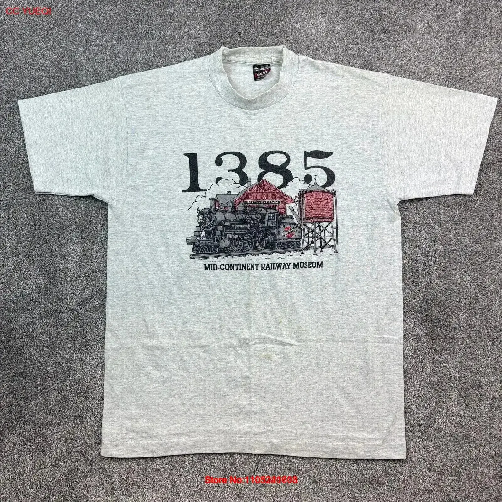 Vintage mid continental museu ferroviário t camisa dos homens grande cinza 1385 liberdade do norte lavado moda elegante homme casual vintage
