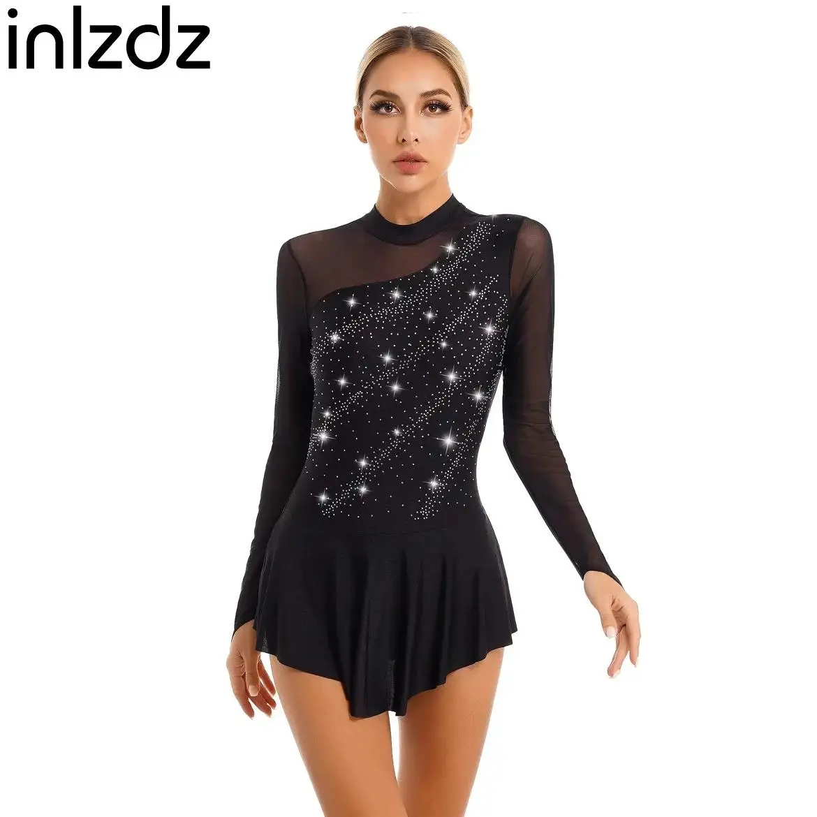 

Women Floral Lace Contemporary Lyrical Dance Dress Open Back Sleeveless Ballet Gym Leotard Dresses Stage Performance Costumes