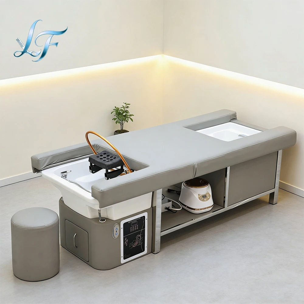 

Thai Massage Table With Foot Bath Basin Head Spa Massage Shampoo Bed Upper Body Lift For Foot Soaking Comfortable Durable Salon