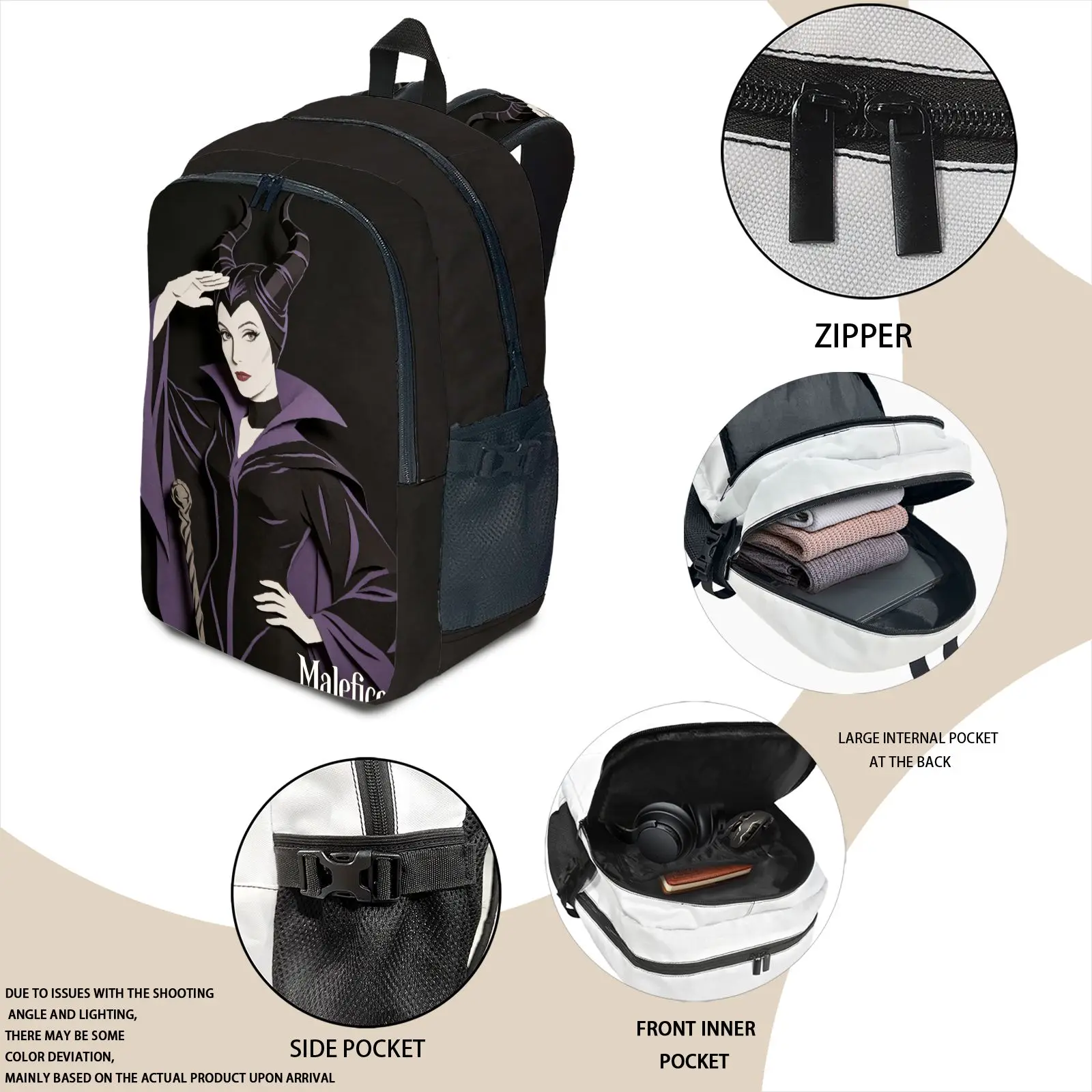 1 قطعة أشرار ديزني Maleficent & Evil Queen الظلام موضوع متعدد الطبقات المألوف للجنسين على ظهره مع عدة مقصورات