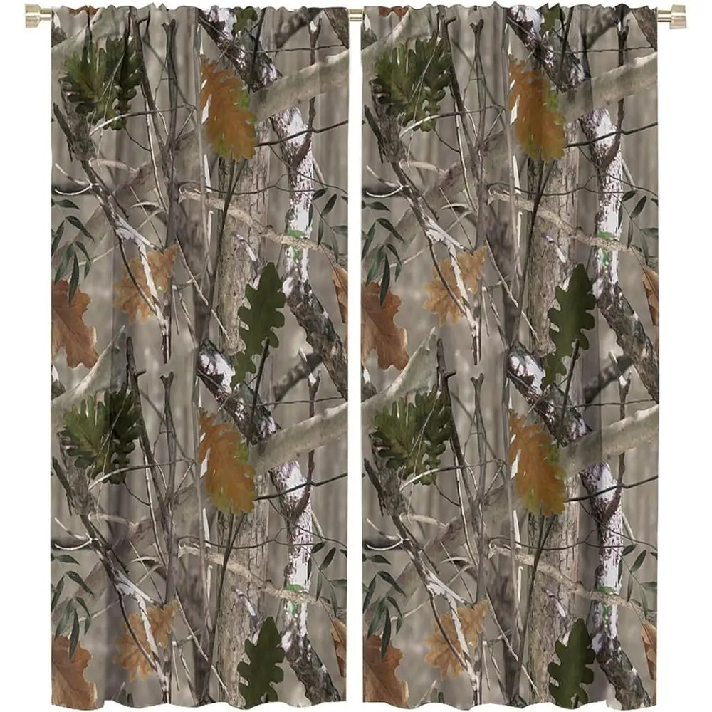 Camo Oak Branch Window Curtains, 84x84in, Ideal for Bedroom, Living Room, Kitchen