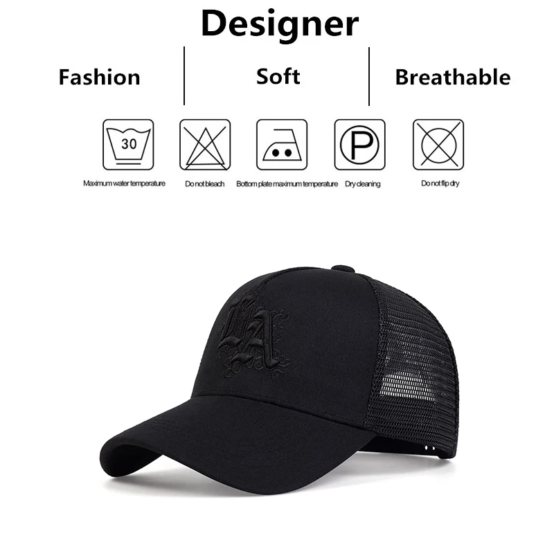 Unisex LA Letter Embroidery Baseball Net Caps Spring and Summer Outdoor Adjustable Casual Hats Sunscreen Hat