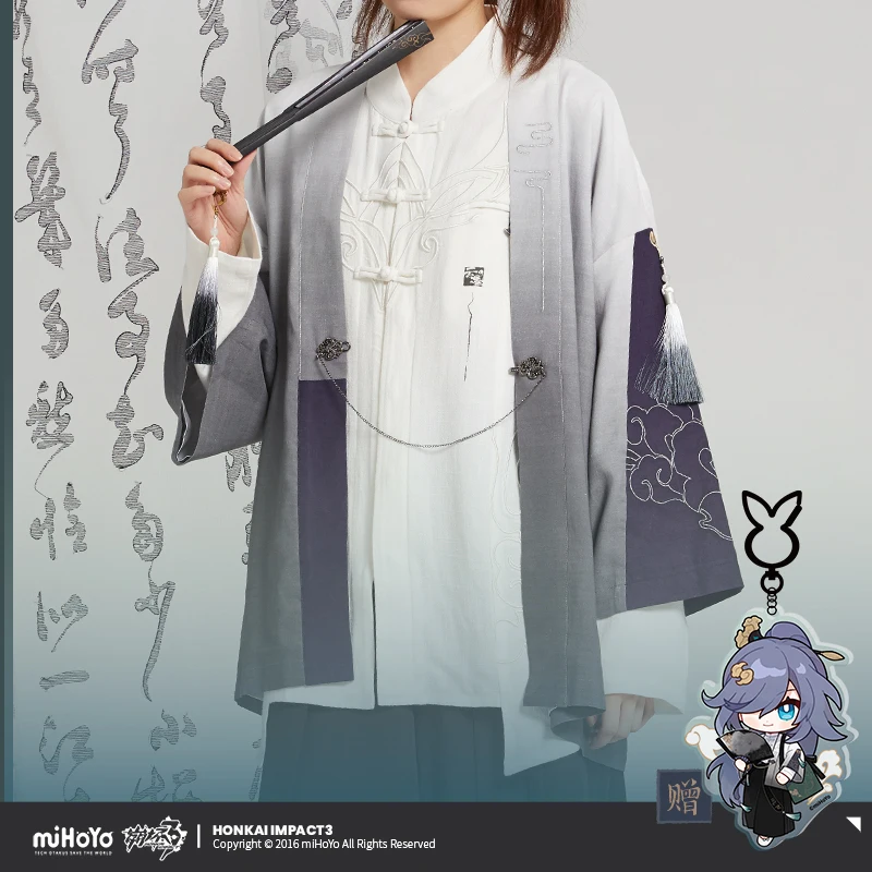 Anime Game Honkai Impact 3 Cosplay Fu Hua Haori Cardigan Coat Tops Bathrobe Yukata Retro Style Culottes Pants Fans Canvas Bag