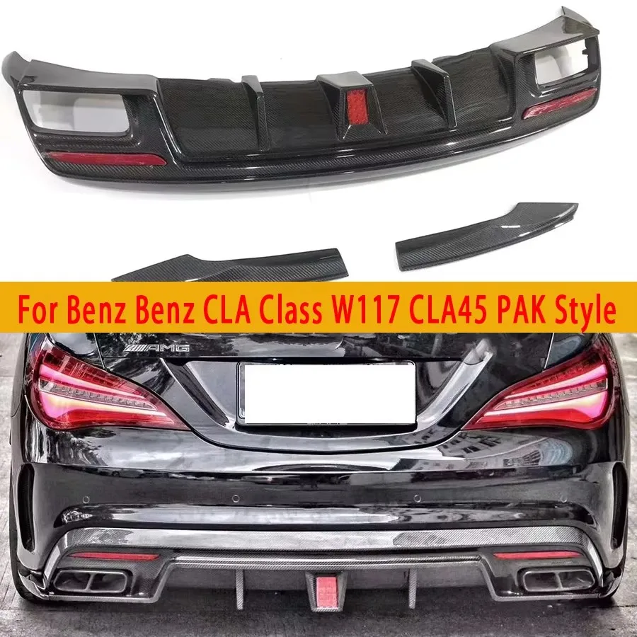 

Для Mercedes Benz CLA Class W117 CLA45 PAK Стиль Углеродное волокно Задняя губа Автомобильный задний бампер Диффузор Задние сплиттеры Спойлер Кузовный комплект