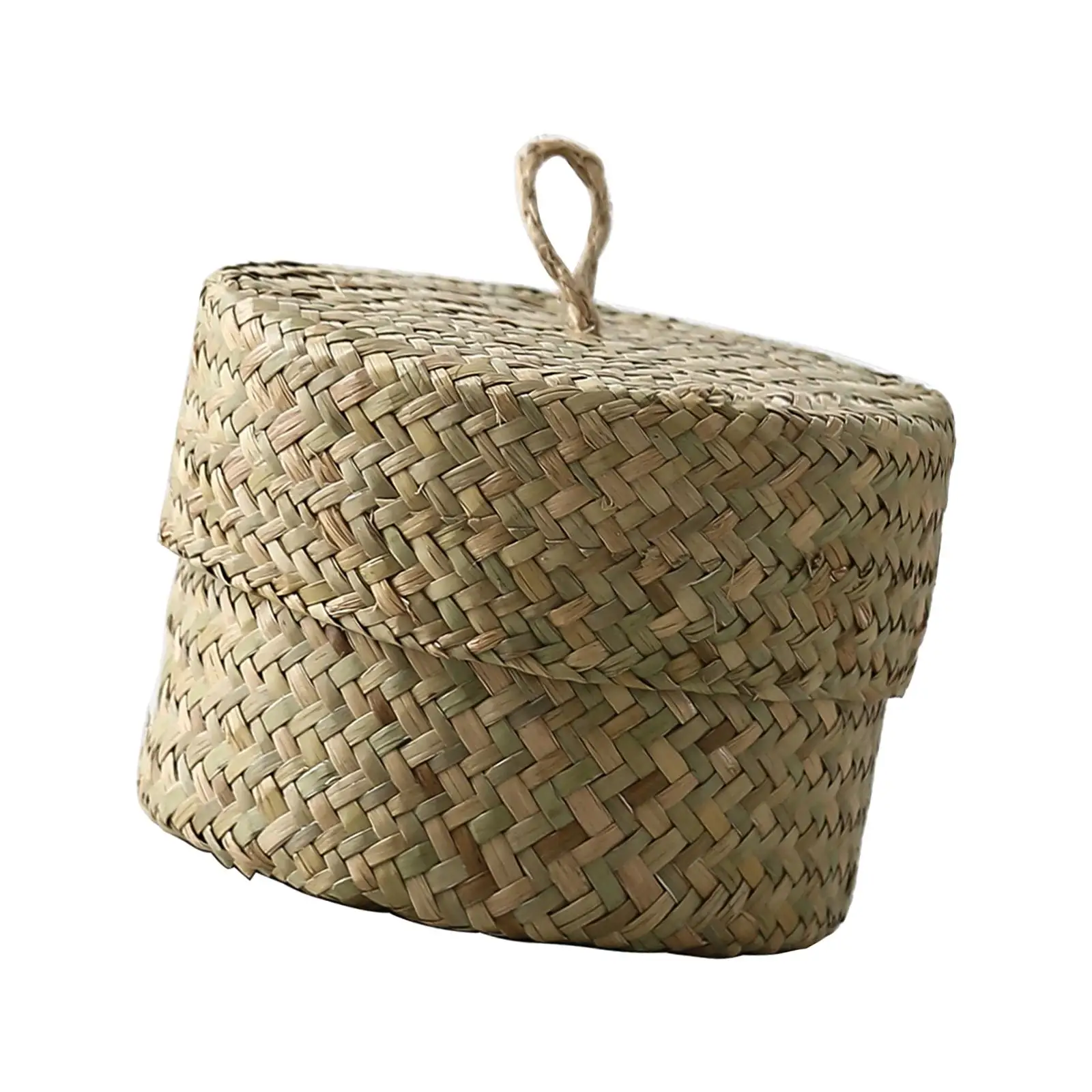 Seagrass Storage Basket Seagrass Organizer Handmade Finishing Box Household Candy Box for Makeup Office Wedding Wardrobe Desktop