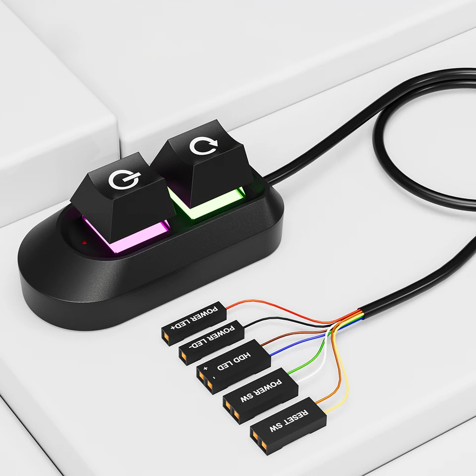 RGB Desktop Computer Power and Restart Button Switch