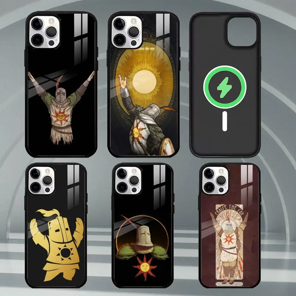 

P-Praise The Sun D-Dark Souls Phone Case For iPhone17,16,15,14,13,12,11 Plus,Pro Max Magnetic For Magsafe Wireless Charging